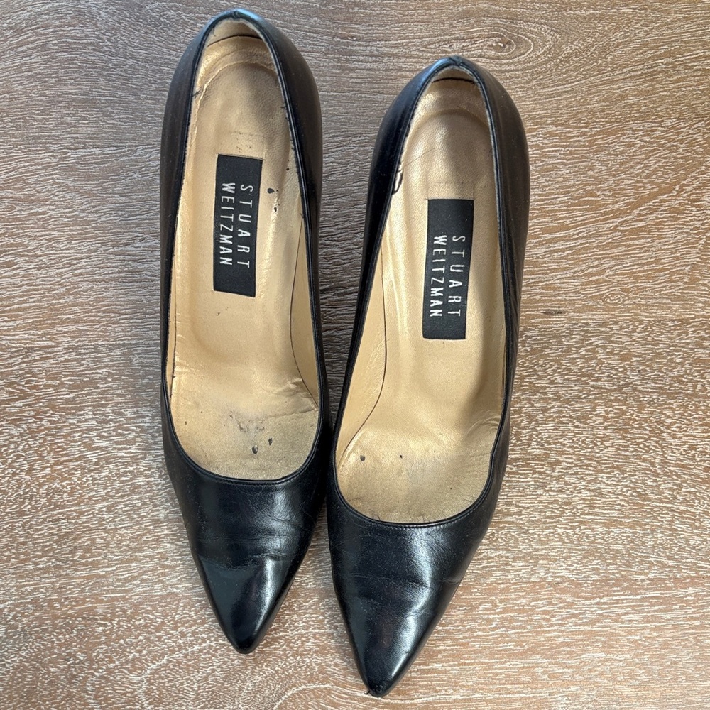 Stuart Weitzman Classic Black Leather Heels